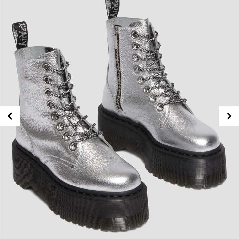 Dr. Martens Silver Platform Boots